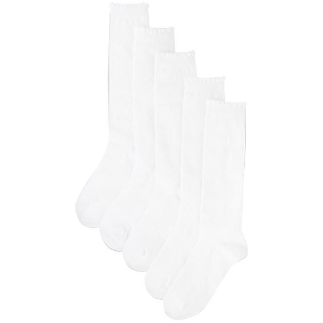 M&S 5pk Butterfly Knee High School Socks White