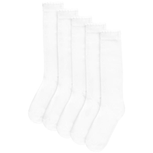 M&S Kids Knee High School Socks 5 Pack White