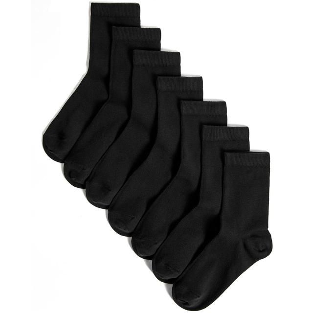 M&S Kids 7pk Ankle School Socks Black