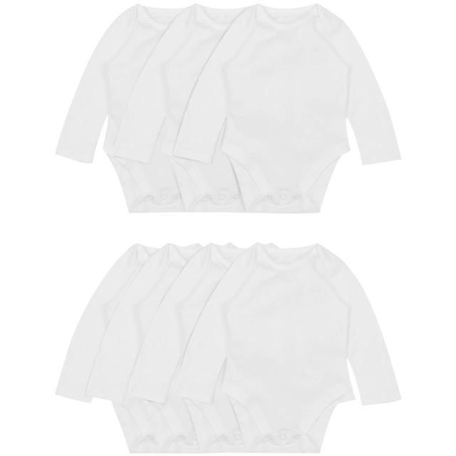 M&S Baby Cotton Long Sleeve Bodysuits 7 Pack White