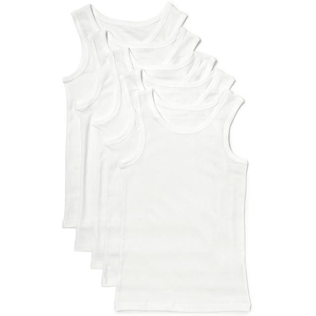 M&S Boys Pure Cotton Vests 5 Pack 2-12 Years White