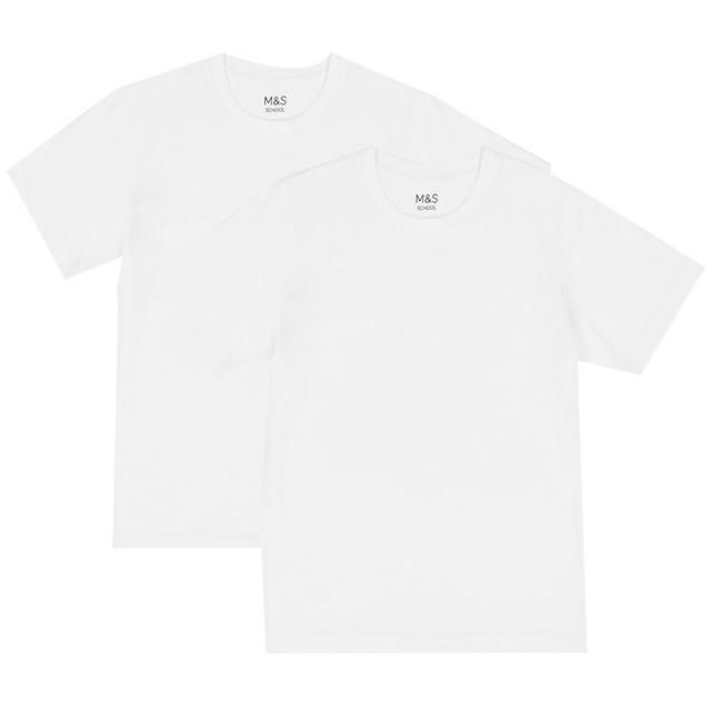 M&S Cotton T-Shirts 2 Pack 4-14 Years White GOODS M&S   