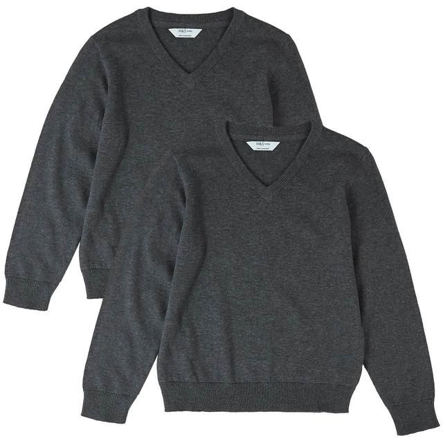 M&S Cotton Jumper 2 Pack 4-13 Years Grey