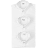 M&S 3pk Slim Fit Easy Iron Shirts 3-14 Years White GOODS M&S   