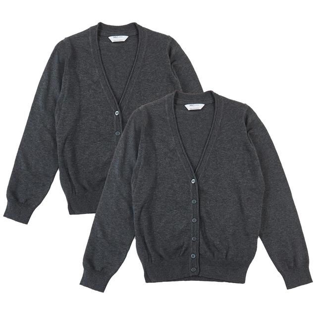 M&S Cotton Cardigan 2 Pack 4-13 Years Grey GOODS M&S   