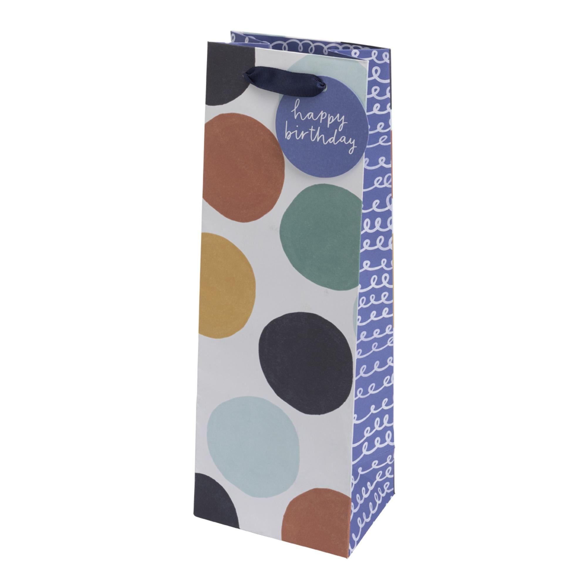 Sainsbury's Home Brights Happy Birthday Spot Bottle Gift Bag For Champagne Prosecco Wine GOODS Sainsburys   