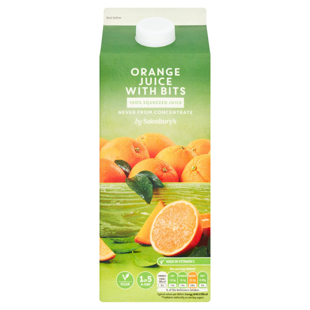 Sainsbury's 100% Pure Squeezed Orange Juice with Bits, Not From Concentrate 1.75L