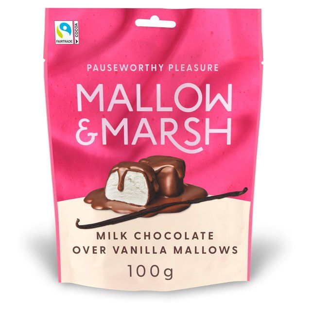 Mallow & Marsh Vanilla Marshmallows Coated in Milk Chocolate   100g GOODS M&S   