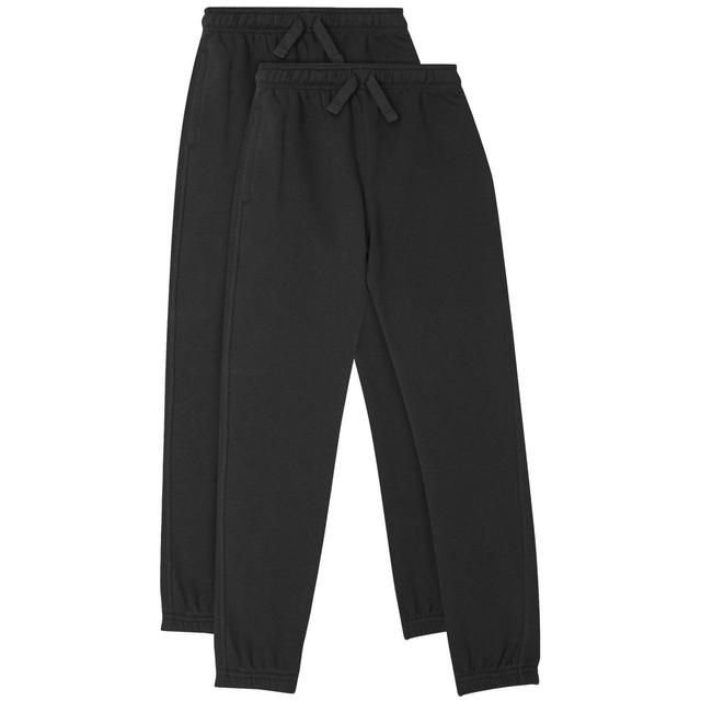 M&S 2pk Regular Fit Joggers 4-14 Years Black