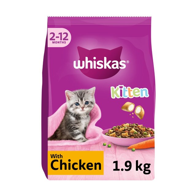 Whiskas 2-12mnths Kitten Dry Cat Food with Chicken   1.9kg