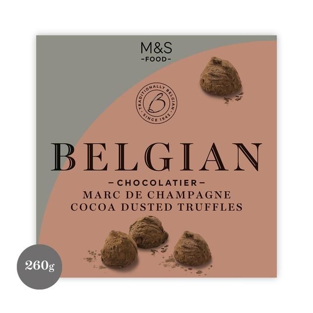 M&S Belgian Marc De Champagne Cocoa Dusted Truffles   260g