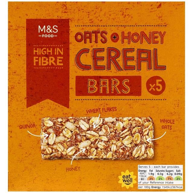 M&S Oats & Honey Cereal Bars   5 x 30g GOODS M&S   