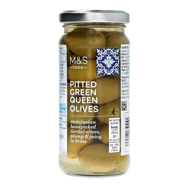 M&S Pitted Green Queen Olives   225g GOODS M&S   