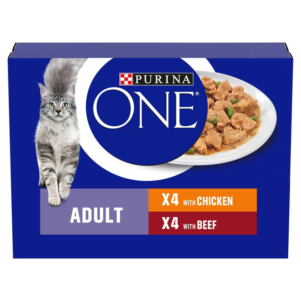 Purina One Adult Cat Food Chicken and Beef 8x85g