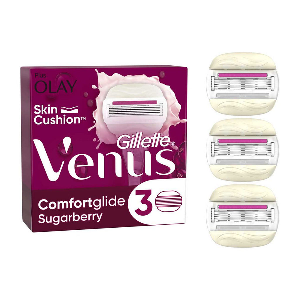 Venus Comfortglide Sugarberry plus Olay Razor Blades, 3 pack