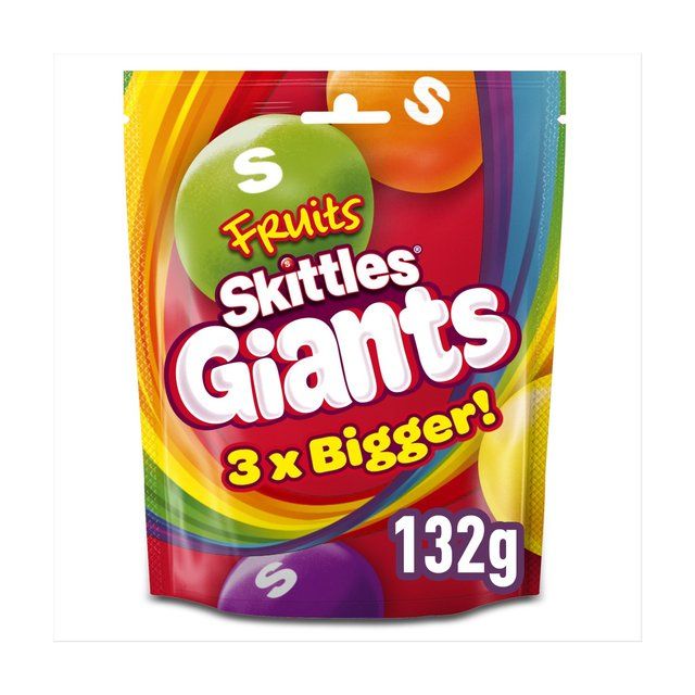 Skittles Giants Vegan Chewy Sweets Fruit Flavoured  Pouch Bag    132g