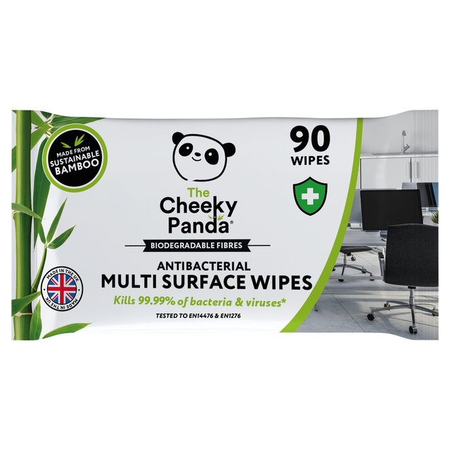 The Cheeky Panda 100% Bamboo Antibacterial Multi Surface Wipes   90 per pack