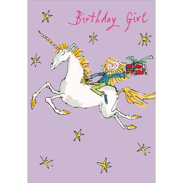 Quentin Blake Unicorn Birthday Girl Card