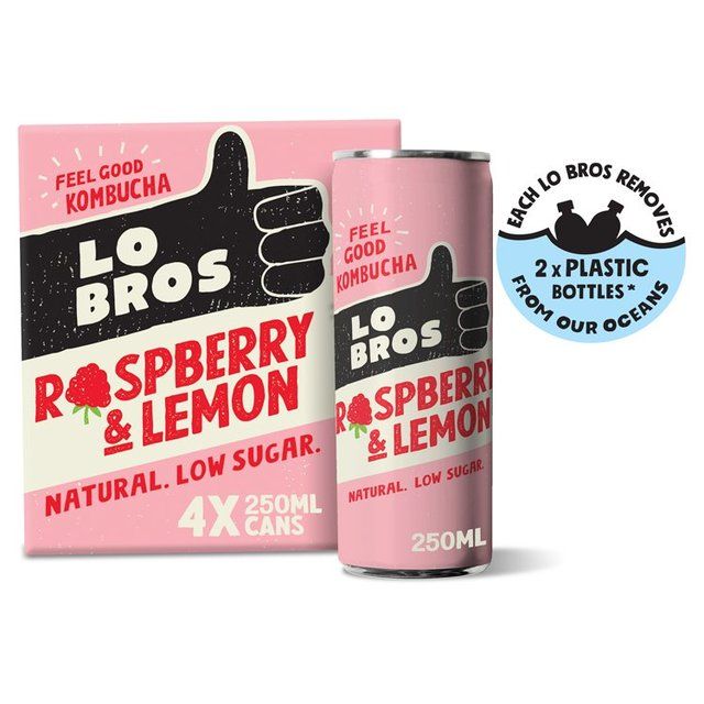 Lo Bros Kombucha Raspberry & Lemon Low Sugar Multipack   4 x 250ml