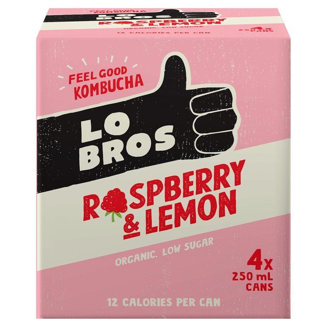 Lo Bros Kombucha Raspberry & Lemon Low Sugar Multipack   4 x 250ml GOODS M&S   