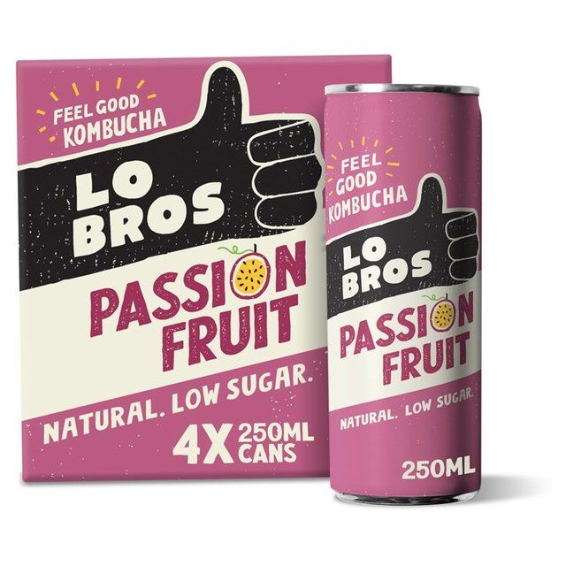 Lo Bros Kombucha Passionfruit Low Sugar Multipack   4 x 250ml