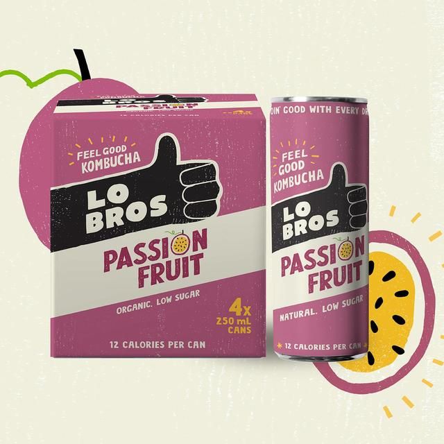 Lo Bros Kombucha Passionfruit Low Sugar Multipack   4 x 250ml GOODS M&S   