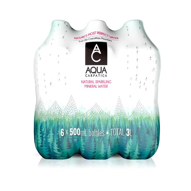 AQUA Carpatica Naturally Sparkling Natural Mineral Water Nitrates Free   6 x 500ml - McGrocer