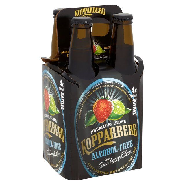 Kopparberg Alcohol Free Strawberry & Lime Cider Bottles   4 x 330ml