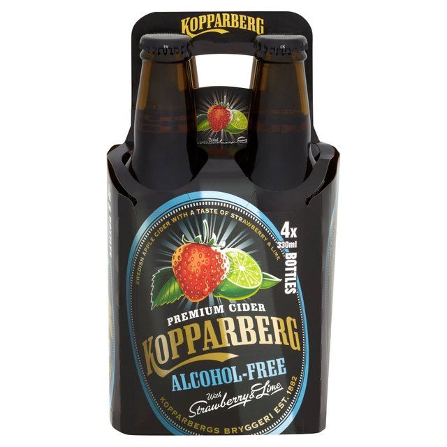 Kopparberg Alcohol Free Strawberry & Lime Cider Bottles   4 x 330ml GOODS M&S   