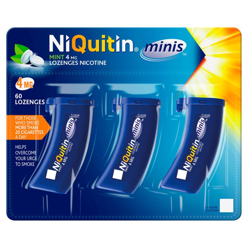 NiQuitin Mini Mint Lozenges 4mg, 60 Minis Stop Smoking Aid