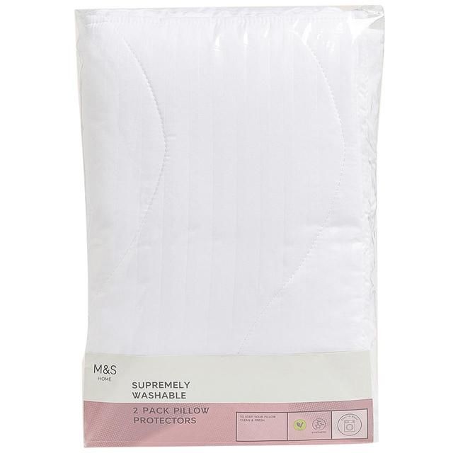 M&S Supremely Pillow Protector One Size 2 Pack White