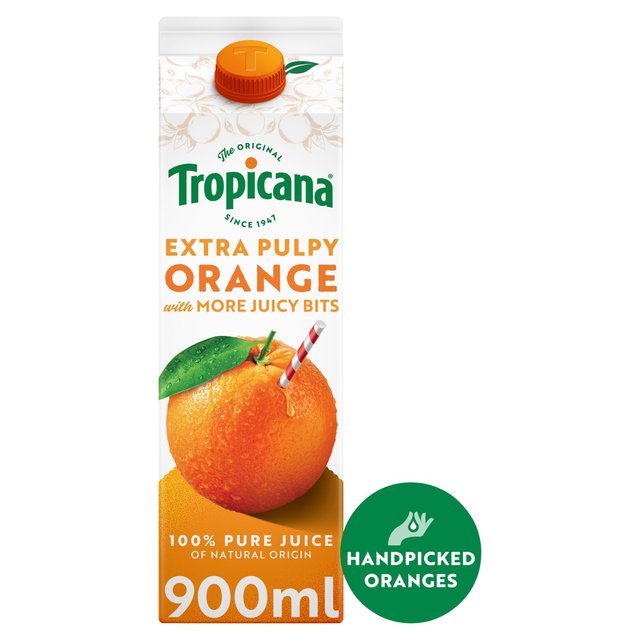 Tropicana Pure Orange Fruit Juice with Extra Juicy Bits   900ml