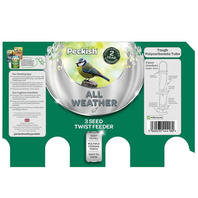 Peckish All Weather 3 Seed Twist Bird Feeder