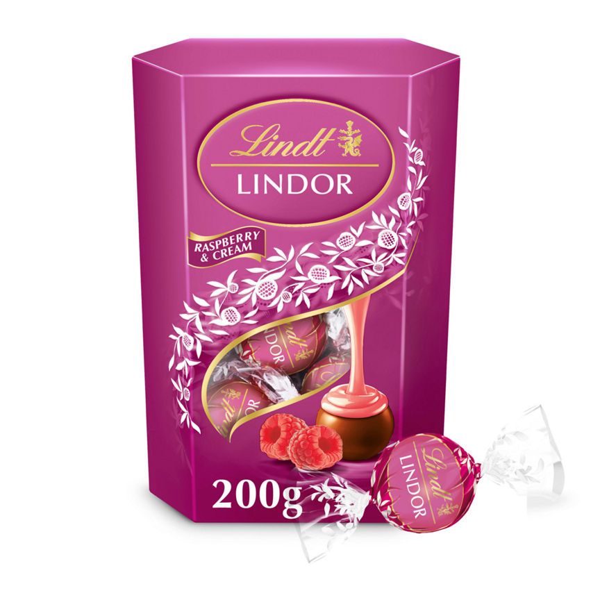 Lindt LINDOR RASPBERRY & CREAM 200g