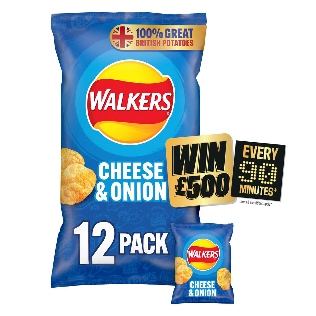 Walkers Cheese & Onion Crisps 12x25g