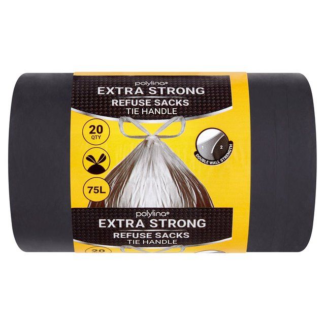 Polylina Extra Strong Tie Handle Refuse Sacks 75L   20 per pack GOODS M&S   