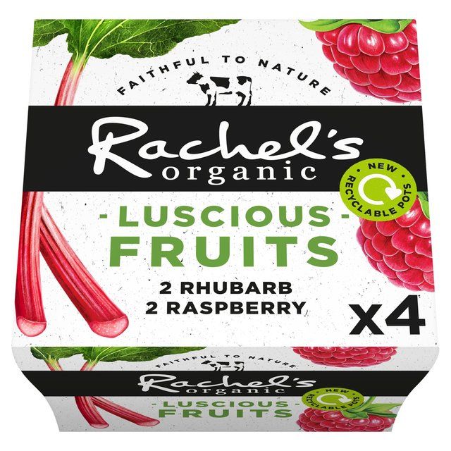 Rachel's Organic Luscious Fruits Rasp/Rhubarb   4 x 110g