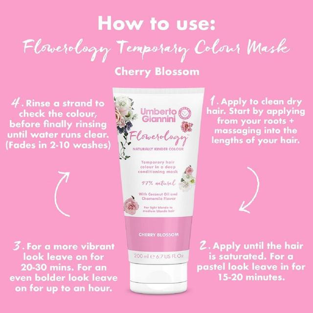 Umberto Giannini Flowerology Temporary Colour Mask - Cherry Blossom   200ml GOODS M&S   