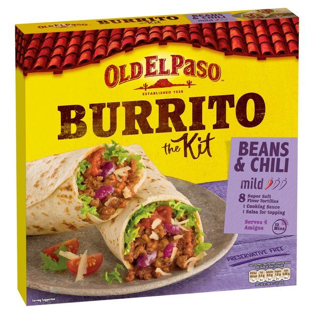 Old El Paso Mexican Beans & Beef Chili Mild Burrito Kit   620g