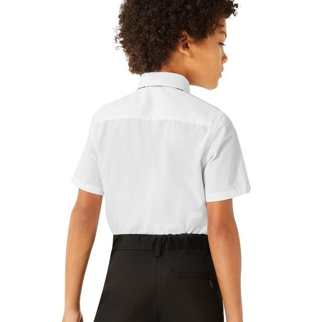 M&S 3pk Boys Slim Easy Iron School Shirts 3-13 Years White GOODS M&S   