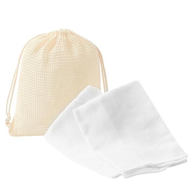 M&S 2 Organic Muslin Cloths & Reusable Bag White GOODS M&S   