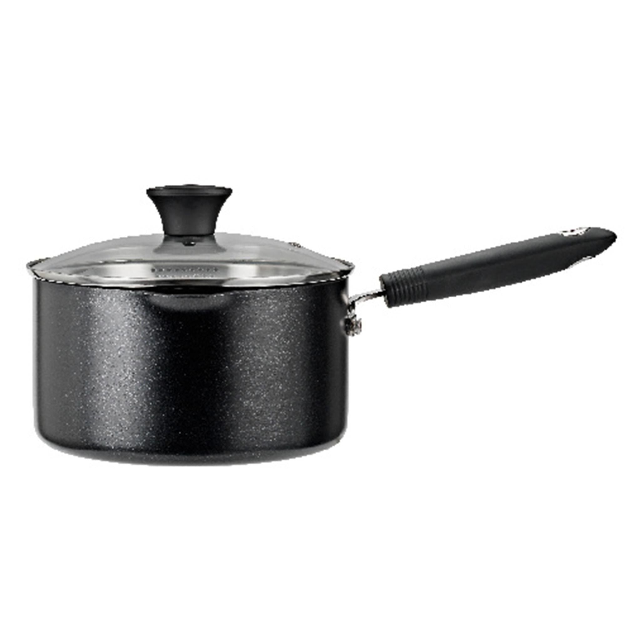 Sainsbury's Home Aluminium Saucepan With Lid Black 20cm cookware Sainsburys   