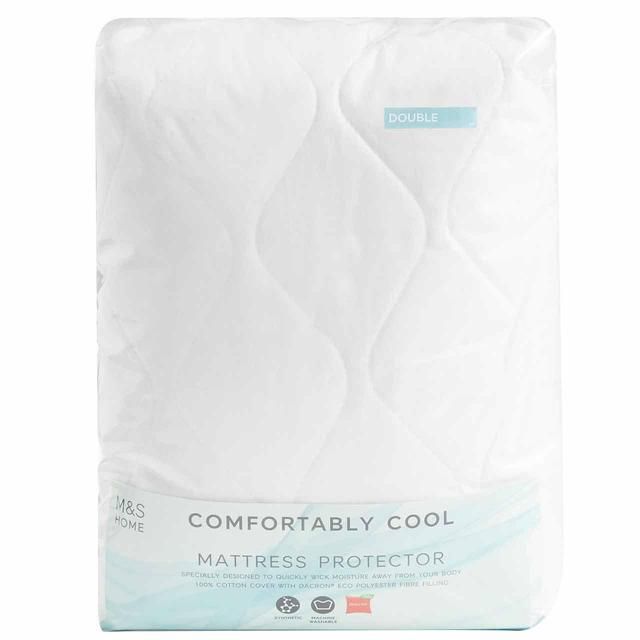 M&S Comfortably Cool Mattress Protector Double (4ft6) White GOODS M&S   