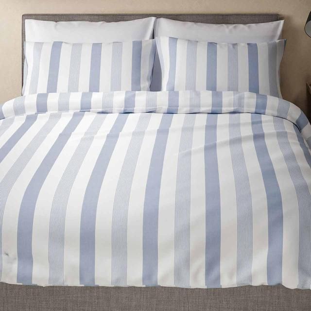 M&S Hadley Pure Cotton Striped Bedding Set Single-Super King Blue Mix GOODS M&S   