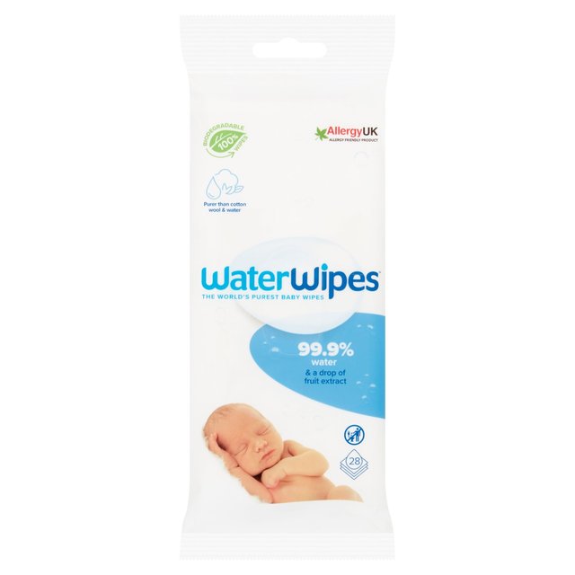 WaterWipes Baby Wipes Sensitive Newborn Plastic Free Wipes 28 Wipes Travel    28 per pack