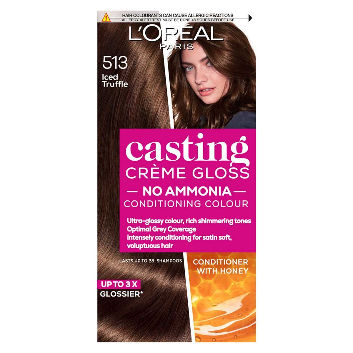 L'Oreal Paris Casting Creme Gloss Semi-Permanent Hair Dye, Brown Hair Dye 513 Iced Truffle GOODS Boots   