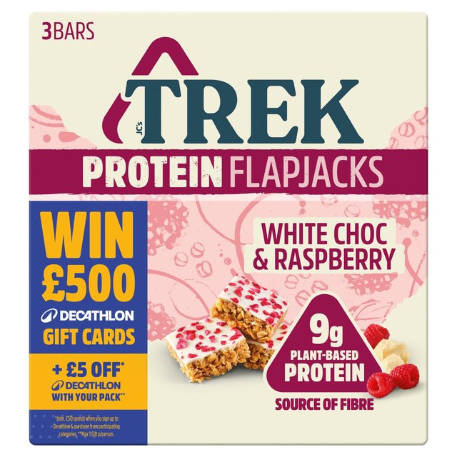 TREK White Choc & Raspberry Protein Flapjacks Multipack   3 x 50g GOODS M&S   