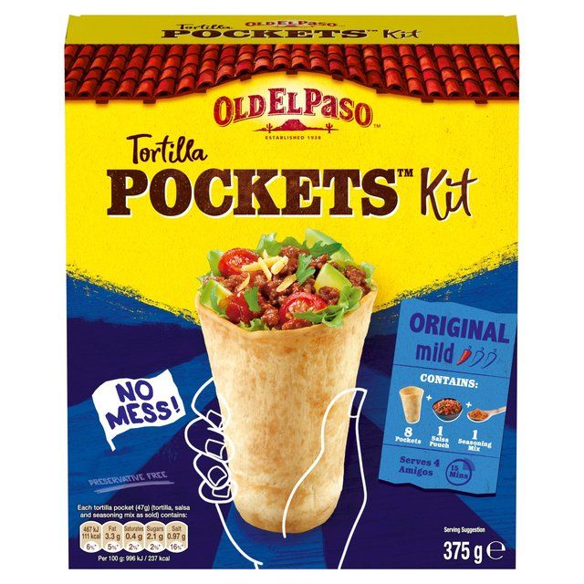 Old El Paso Mexican Mild Tortilla Pockets Kit   383g GOODS M&S   