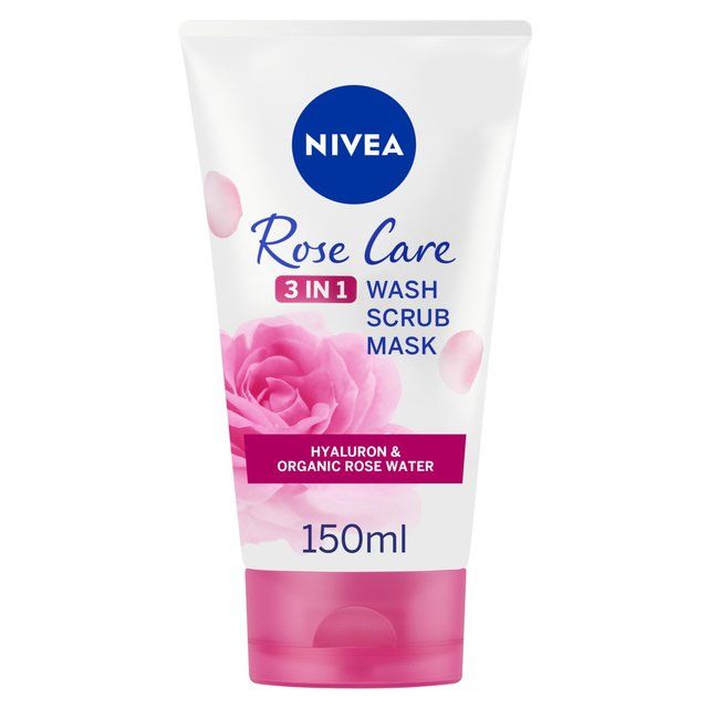 NIVEA Rose Care 3 in 1 Organic Rose Water Face Wash Scrub & Mask   150ml