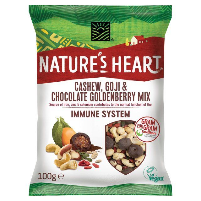 Nature's Heart Cashew Goji & Chocolate Goldenberry Immune System Mix   100g